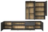 Wohnwand Nuvola in grau und Eiche Evoke Wohnkombination 4-teilig 305 x 208 cm