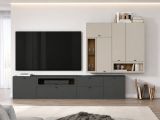 Wohnwand Nuvola in grau und Kaschmir Wohnkombination 4-teilig 305 x 208 cm