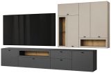 Wohnwand Nuvola in grau und Kaschmir Wohnkombination 4-teilig 305 x 208 cm