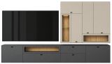 Wohnwand Nuvola in grau und Kaschmir Wohnkombination 4-teilig 305 x 208 cm
