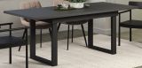Esstisch Thorad in grau und Metall schwarz Industrial Look ausziehbar 160 - 200 cm