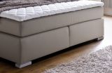 Boxspringbett Isabelle 200 x 200 cm Leder Optik muddy Taschenfederkern Matratze