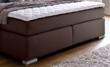 Boxspringbett Isabelle 180 x 200 cm Leder Optik braun Taschenfederkern inkl. Topper
