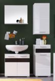 Badezimmer Unterschrank Mezzo in wei Hochglanz mit Eiche dunkel Badschrank 37 x 79 cm