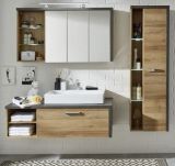 Badmbel-Set Bay in Eiche Riviera und Beton grau Badkombination 4-teilig inkl. Waschbecken 186 x 190 cm