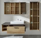 Badmbel-Set Bay in Eiche Riviera und Beton grau Badkombination 4-teilig inkl. Waschbecken 186 x 190 cm