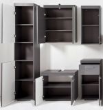 Badezimmer Badmbel Set Amanda in grau Hochglanz Badkombination 5-teilig 163 x 190 cm