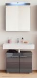 Badezimmer Badmbel Set Amanda in grau Hochglanz Badkombination 2-teilig 60 x 190 cm