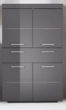 Badezimmer Midischrank Amanda in grau Hochglanz Badschrank 73 x 132 cm