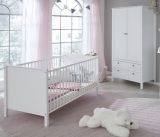 Babybett Ole in wei Gitterbett mit Schlupfsprossen und Lattenrost 70 x 140 cm