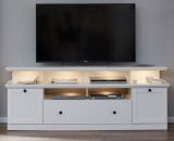 TV-Lowboard Baxter in wei matt, Landhausstil, 177 x 49 cm
