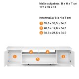TV-Lowboard Milla in wei� matt, Landhausstil, 177 x 49 cm
