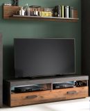 TV-Lowboard und Wandboard Indy in Used Wood Shabby mit Matera grau 2-teiliges Set 140 cm