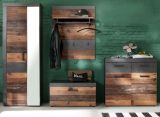 Garderobe Indy in Old Used Wood mit grau 4-teilig (265 x 192 cm)