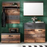Garderobe Indy in Old Used Wood mit grau 4-teilig (185 x 192 cm)