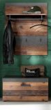Garderobe Indy in Old Used Wood mit grau 2-teilig (80 x 192 cm)