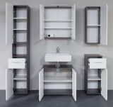 Badezimmer Badmbel Set Line  in wei Hochglanz und Sardegna grau Rauchsilber 5-teilig 150 x 182 cm