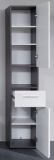 Badezimmer Hochschrank Line in wei Hochglanz und grau Rauchsilber 30 x 182 cm