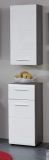 Badezimmer Unterschrank Line in wei Hochglanz und Sardegna grau Rauchsilber 30 x 80 cm