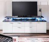 TV-Lowboard Mood in wei und Stone Design grau Fernsehtisch 180 x 66 cm TV in Komforthhe