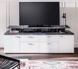 TV-Lowboard Mood in wei und Stone Design grau Fernsehtisch 180 x 66 cm TV in Komforthhe
