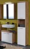 Badezimmer Hochschrank Amanda in wei Hochglanz und Asteiche Badschrank 37 x 190 cm
