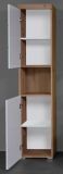 Badezimmer Hochschrank Amanda in wei Hochglanz und Asteiche Badschrank 37 x 190 cm