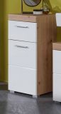 Badezimmer Unterschrank Amanda in wei Hochglanz und Eiche Asteiche Badschrank 37 x 79 cm