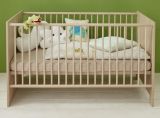 Babyzimmer Babybett Olivia in Sonoma Eiche hell Gitterbett mit Schlupfsprossen und Lattenrost 70 x 140 cm Liegeflche