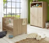 Babyzimmer Babybett Olivia in Sonoma Eiche hell Gitterbett mit Schlupfsprossen und Lattenrost 70 x 140 cm Liegeflche