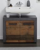Badezimmer Waschbeckenunterschrank Cancun / Indy in Old Used Wood und grau Badschrank 72 x 56 cm