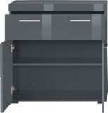 Badezimmer Kommode Amanda in grau Hochglanz Badschrank 73 x 79 cm