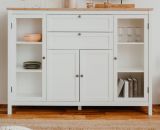 Highboard Vestland in wei und Artisan Eiche Landhaus Anrichte 160 x 120 cm Kommode