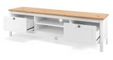 TV-Lowboard Vestland in wei und Artisan Eiche Landhaus Fernsehtisch 160 x 45 cm TV-Unterteil