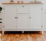 Sideboard Vestland in wei und Artisan Eiche Landhaus Anrichte 120 x 90 cm Kommode
