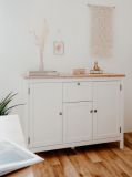 Sideboard Vestland in wei und Artisan Eiche Landhaus Anrichte 120 x 90 cm Kommode