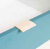 Highboard Colory in Sonoma Eiche hell mit Petrol, Wei und Grau skandinavische Kommode Tricolor 103 x 139 cm Anrichte