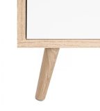 Sideboard Colory in Sonoma Eiche hell mit Petrol, Wei und Grau skandinavische Anrichte Tricolor 180 x 71 cm Kommode