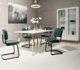 Vitrine Lundby in matt wei mit Sonoma Eiche massiv Vitrinenschrank skandinavisch 100 x 186 cm