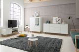 Sideboard Lundby in matt wei� mit Sonoma Eiche massiv Kommode skandinavisch 200 x 68 cm Anrichte