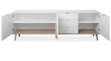 Sideboard Lundby in matt wei� mit Sonoma Eiche massiv Kommode skandinavisch 200 x 68 cm Anrichte