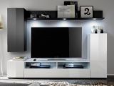 Wohnwand Medienwand DOS wei� schwarz Hochglanz 208 x 165 cm Fernsehschrank bis ca. 55