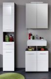 Badezimmer Badmbel Set Line  in wei Hochglanz und Sardegna grau Rauchsilber 3-teilig 115 x 182 cm