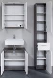 Badezimmer Badmbel Set Line  in wei Hochglanz und Sardegna grau Rauchsilber 3-teilig 115 x 182 cm