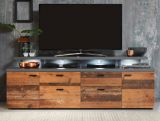 TV-Lowboard Mood in Old Used Wood Design mit Matera grau Fernsehtisch Shabby 180 x 66 cm TV in Komforthhe