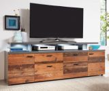 TV-Lowboard Mood in Old Used Wood Design mit Matera grau Fernsehtisch Shabby 180 x 66 cm TV in Komforthhe