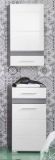Badezimmer Unterschrank SetOne in wei Hochglanz und Sardegna grau Rauchsilber 37 x 80 cm