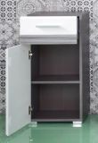 Badezimmer Unterschrank SetOne in wei Hochglanz und Sardegna grau Rauchsilber 37 x 80 cm