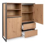 Highboard Malta in Artisan Eiche und Anthrazit im Industrie Look 120 x 140 cm