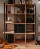 Regal Malta in Eiche und Anthrazit, Industrie Look, 107 x 145 cm